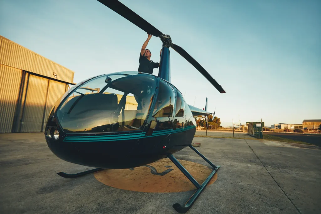 Veteran inventor helicopter inspection