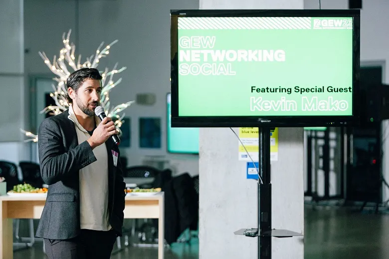 Connecting with the Bright Minds of Aspiring Entrepreneurs at TMU 19 Kevin Mako speaking at TMU's GEW Networking Social on his experiences as an established entrepreneur.